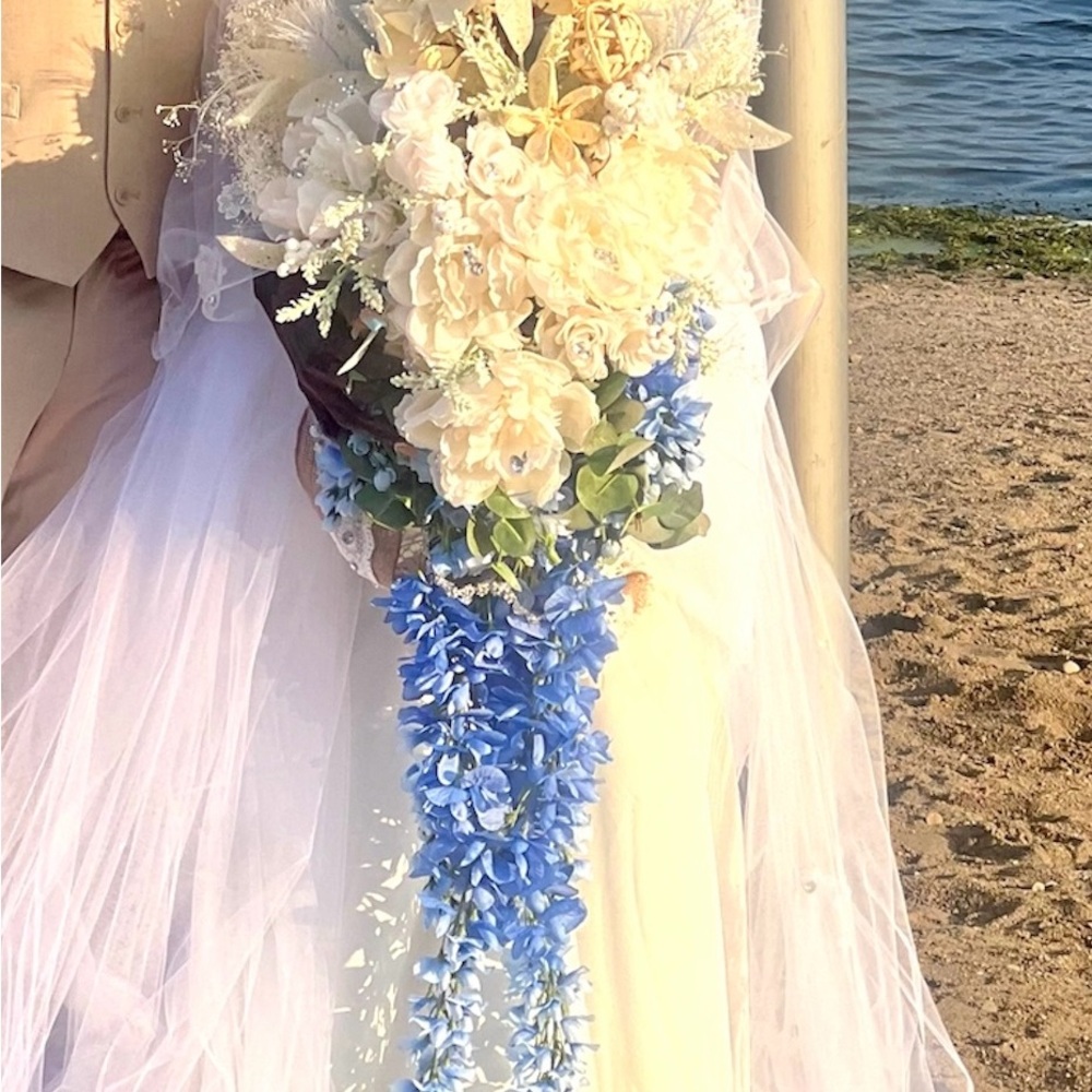 Elegant Blue and Cream Floral wedding Bouquet